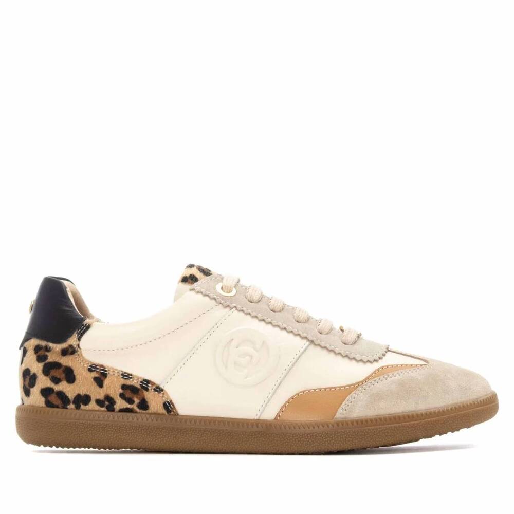 NEW CARMELA women's leather lace-up sneakers in beige